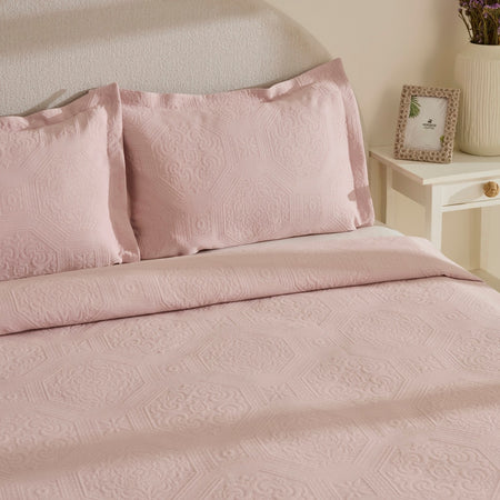 Karaca Home Oriana Double Bedspread Set, Powder Pink - MALLTURK