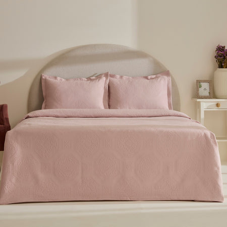 Karaca Home Oriana Double Bedspread Set, Powder Pink - MALLTURK