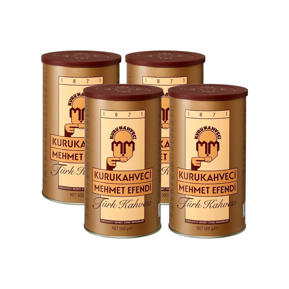 Kurukahveci Mehmet Efendi 500 gr x 4 Ground Turkish Coffee, Caffeinated and Plain Flavor - MALLTURK