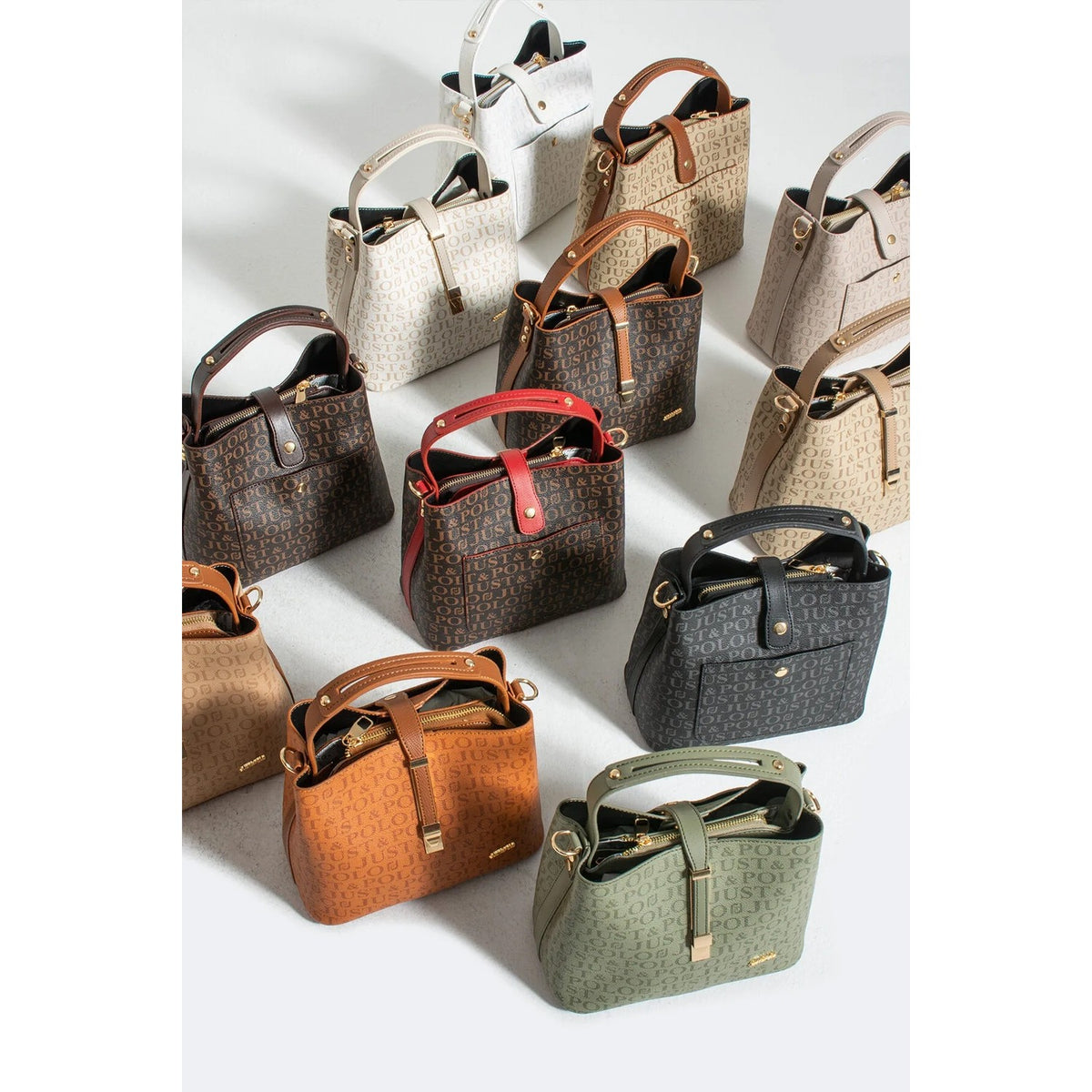 Just Polo Women's Hand and Shoulder Bag 2055A Faux Leather Cream Color Stylish Design and Easy to Use - MALLTURK
