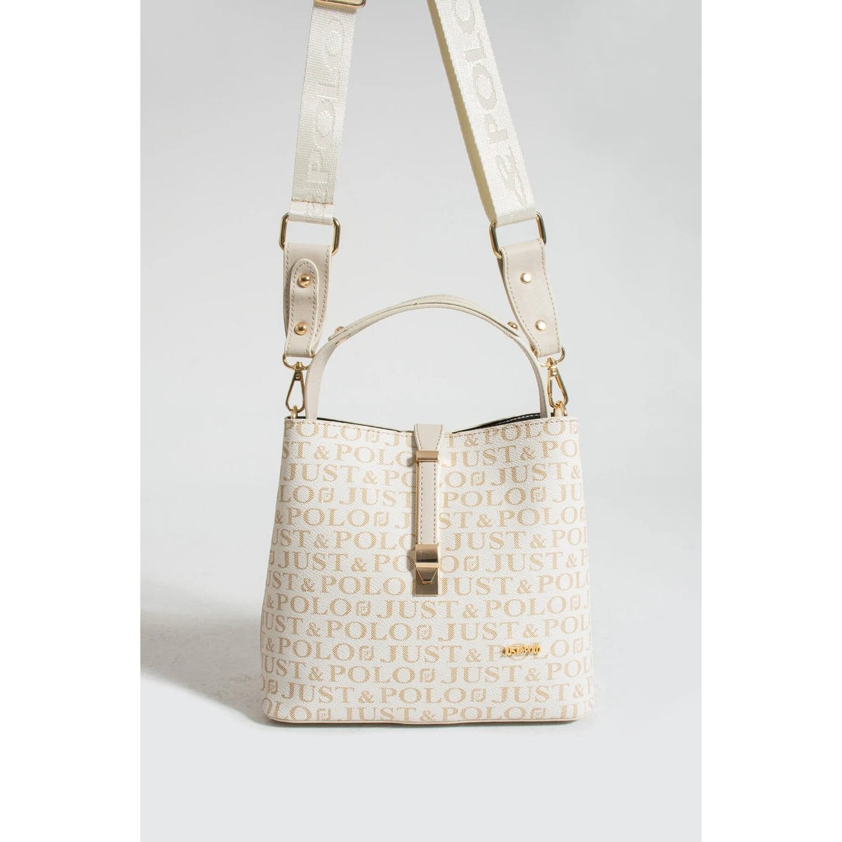 Just Polo Women's Hand and Shoulder Bag 2055A Faux Leather Cream Color Stylish Design and Easy to Use - MALLTURK