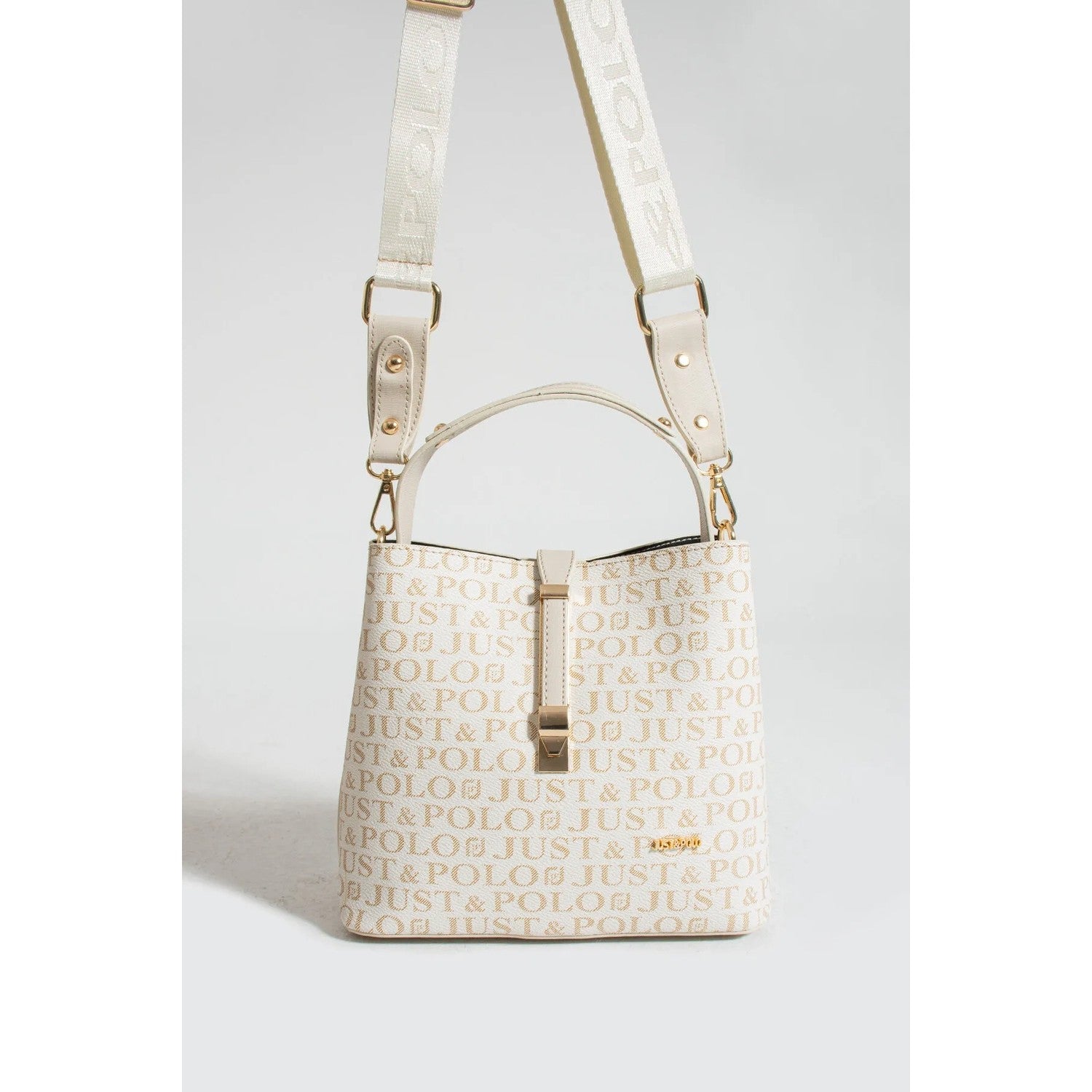 Just Polo Women's Hand and Shoulder Bag 2055A Faux Leather Cream Color Stylish Design and Easy to Use - MALLTURK