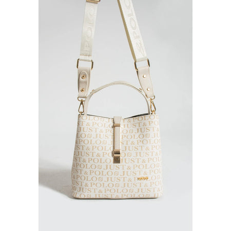 Just Polo Women's Hand and Shoulder Bag 2055A Faux Leather Cream Color Stylish Design and Easy to Use - MALLTURK