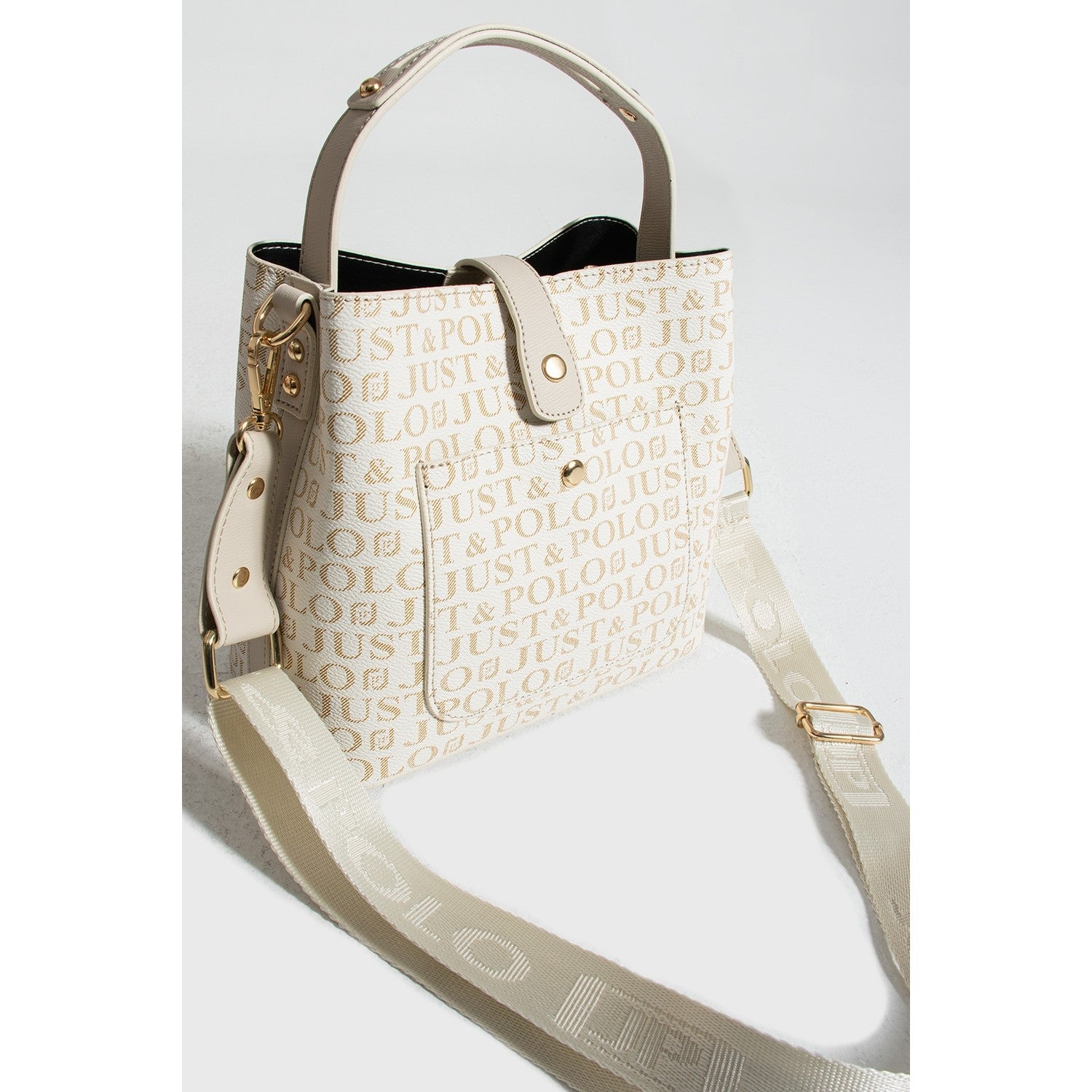 Just Polo Women's Hand and Shoulder Bag 2055A Faux Leather Cream Color Stylish Design and Easy to Use - MALLTURK