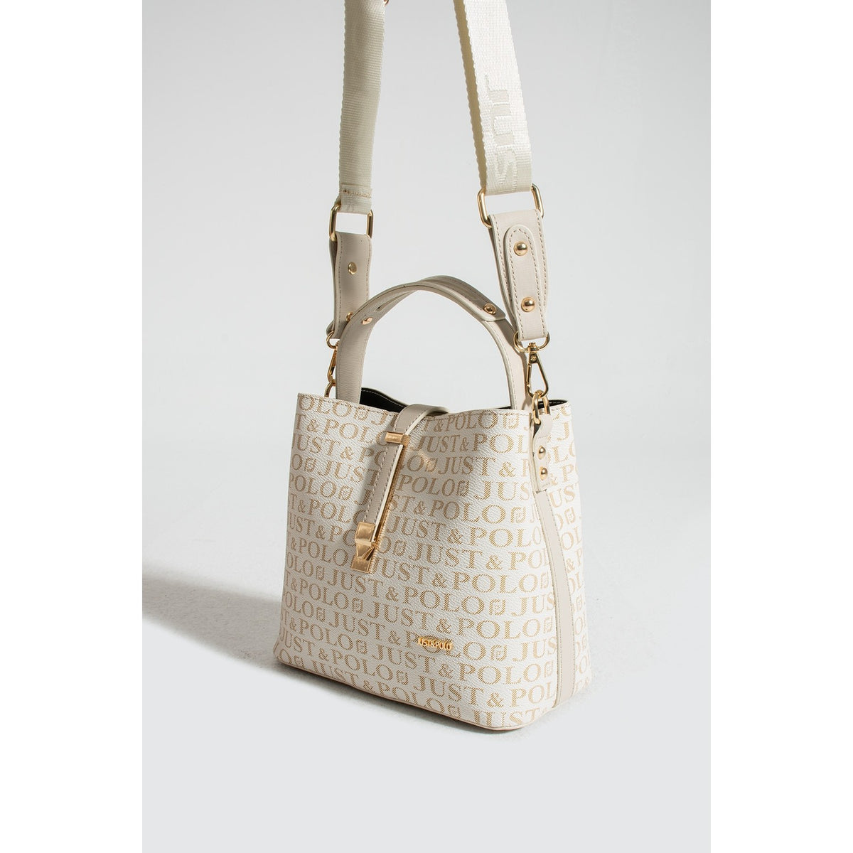 Just Polo Women's Hand and Shoulder Bag 2055A Faux Leather Cream Color Stylish Design and Easy to Use - MALLTURK