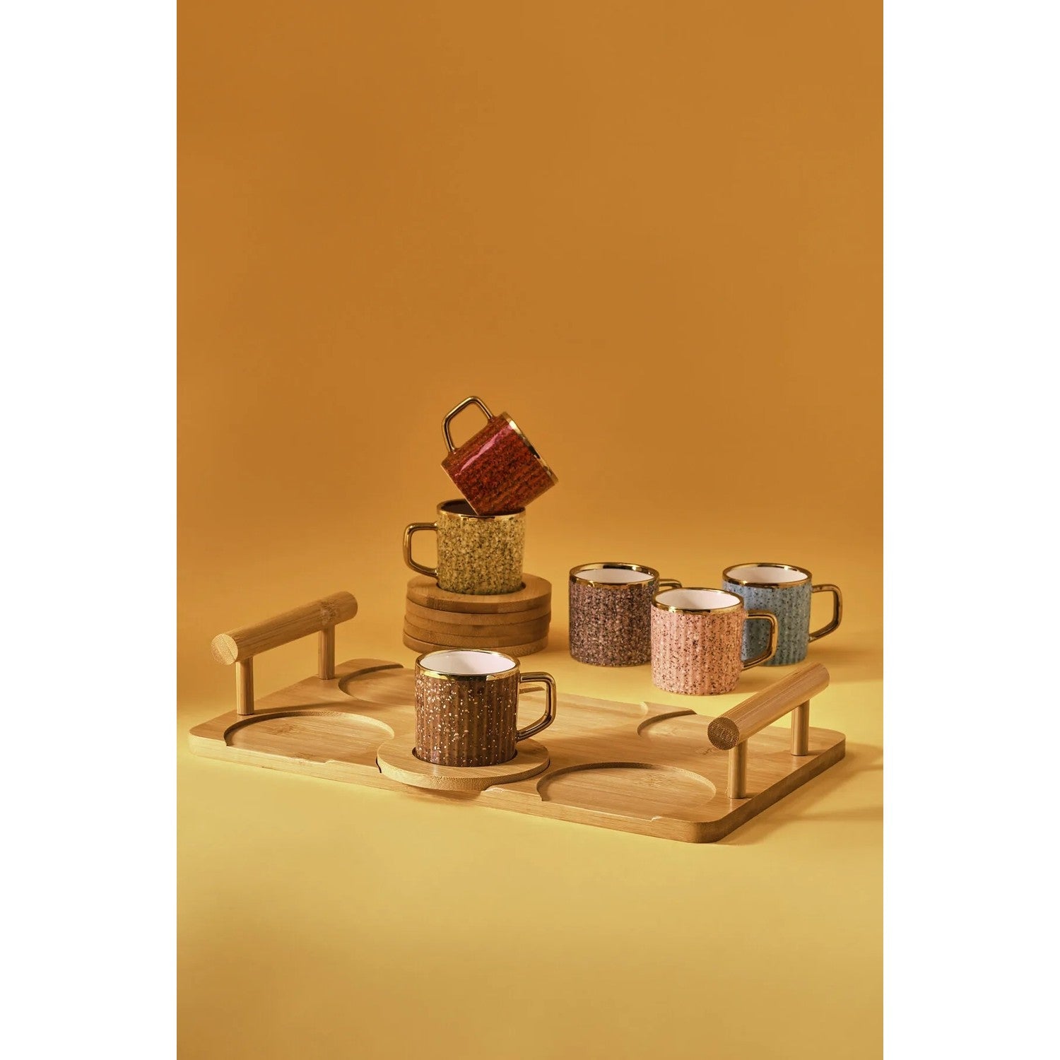 Karaca Colorful Bamboo Coffee Cup Set 90 ml