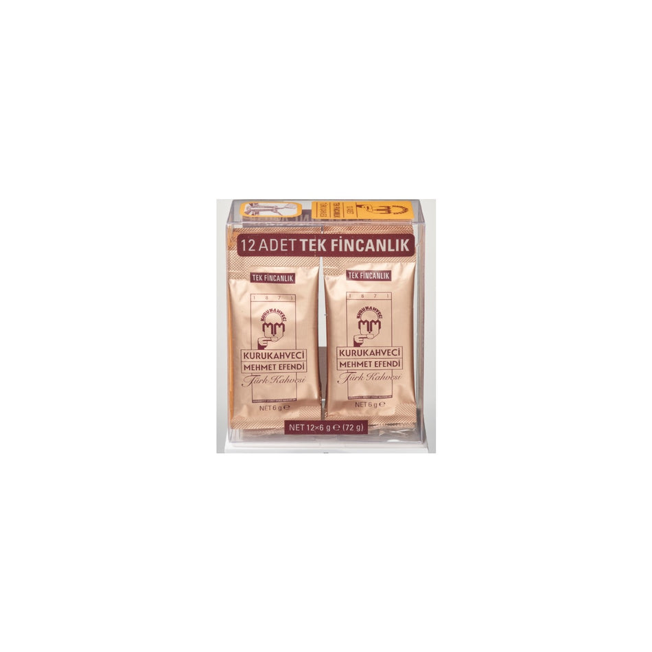 Kurukahveci Mehmet Efendi Single Serve Turkish Coffee 12 x 6 g Caffeinated Turkey Origin - MALLTURK