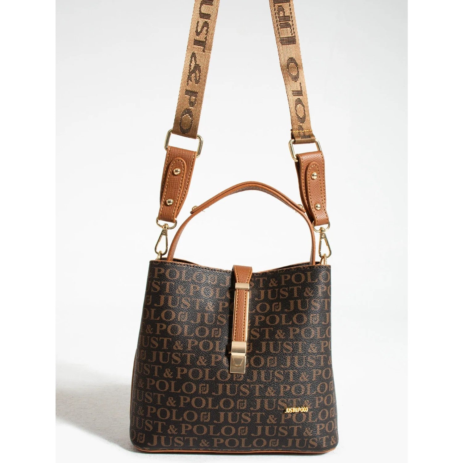 Just Polo Women's Hand and Shoulder Bag 2055 Brown Tan Stylish Look for Everyday Use - MALLTURK
