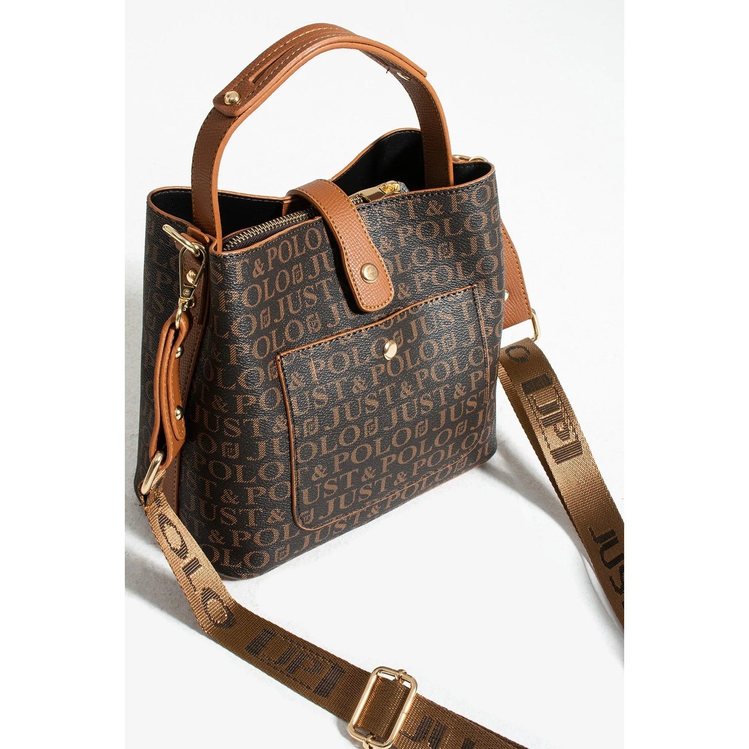 Just Polo Women's Hand and Shoulder Bag 2055 Brown Tan Stylish Look for Everyday Use - MALLTURK