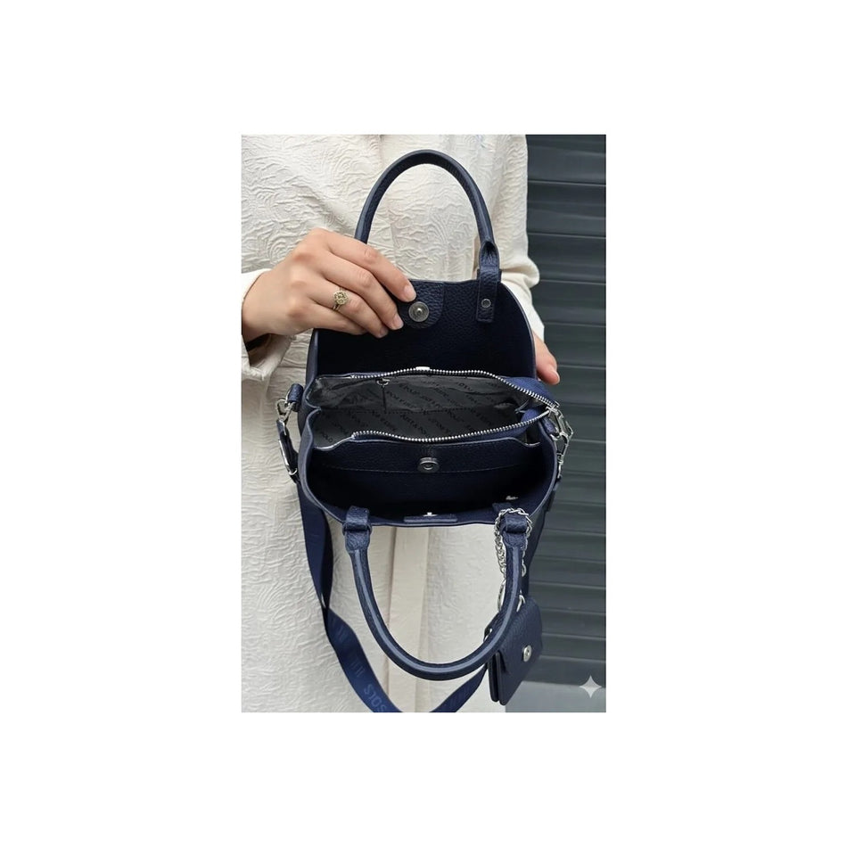 Just Polo Original Women's New Season 3-Compartment Luxury Soft Leather Adjustable Crossbody Stylish Shoulder Bag Black - MALLTURK