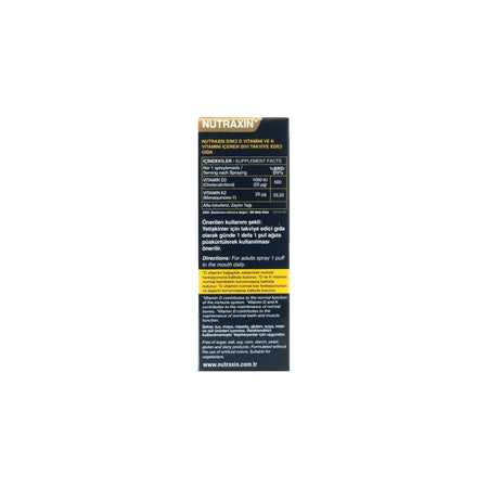 Nutraxin D3 K2 Vitamin Spray 30 ml For Adults Unflavored Liquid Supplement - MALLTURK