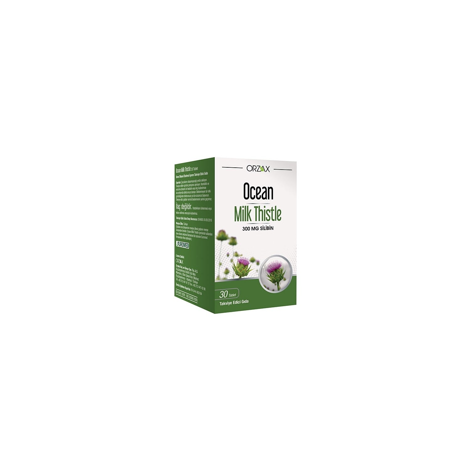Orzax Ocean Milk Thistle 300 mg Silibin 30 Tablet Dogal Icerik and Vitaminler with Guclu Formul - MALLTURK