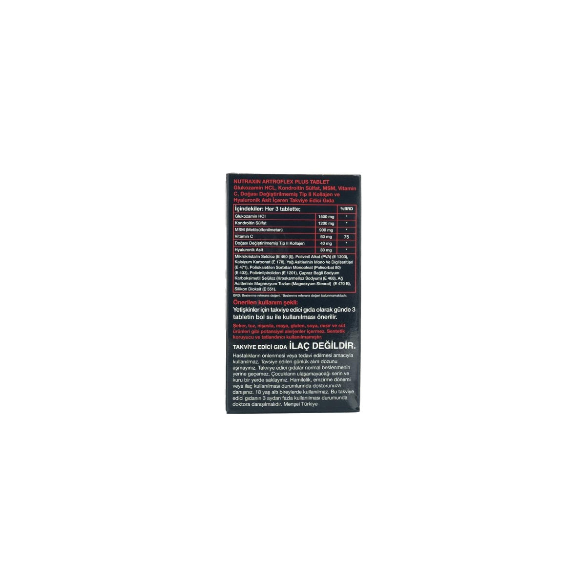 Nutraxin Artroflex HYA-C-II 90 TabletTip II Collagen, Glukozamin, MSM, Hyaluronik Asit - MALLTURK