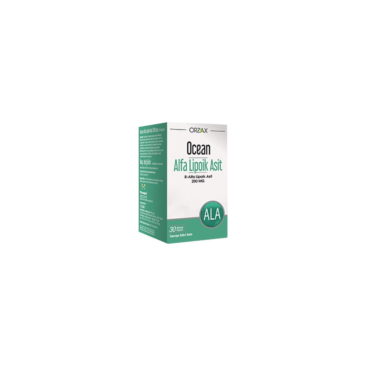 Orzax Ocean Alfa Lipoik Asit 200 mg 30 Capsule Turkey Origin Dietary Supplement - MALLTURK