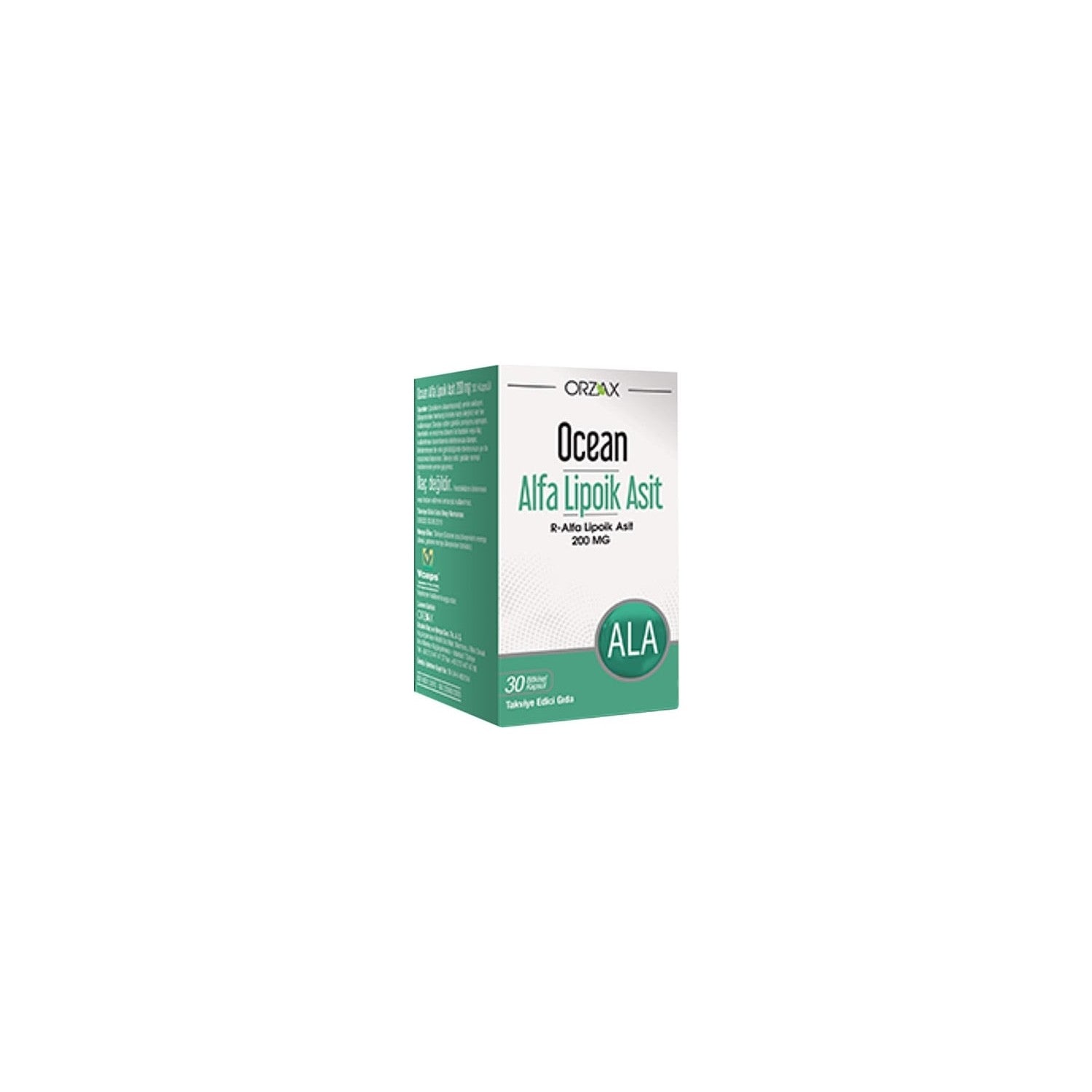 Orzax Ocean Alfa Lipoik Asit 200 mg 30 Capsule Turkey Origin Dietary Supplement - MALLTURK