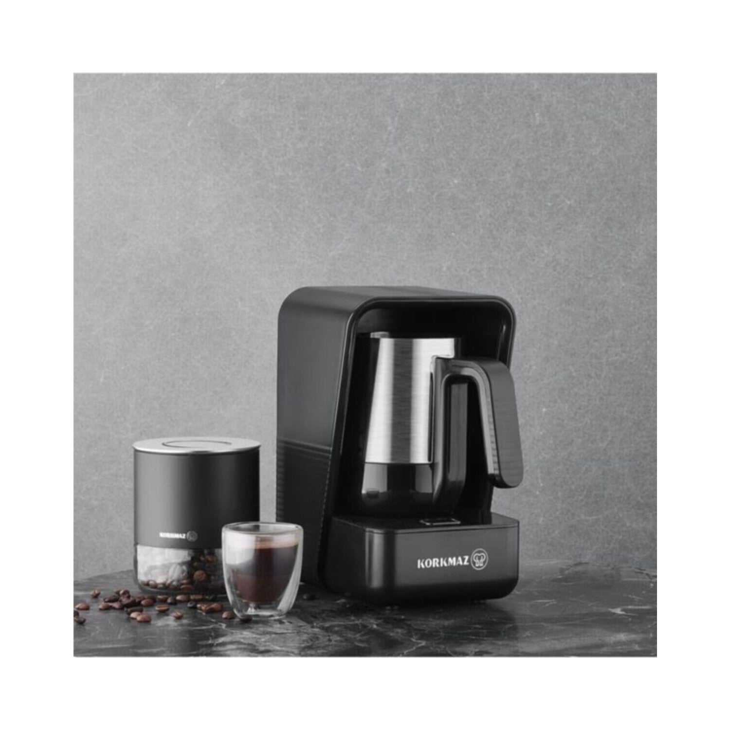 Korkmaz Moderna Automatic Coffee Maker, Gray, 5-Cup Capacity - MALLTURK