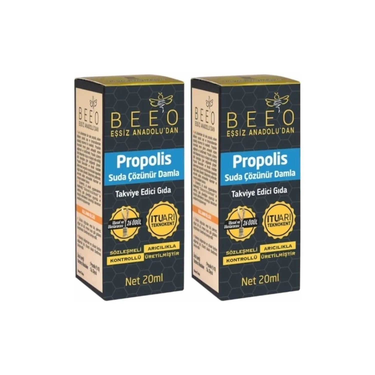 BEE'O Propolis Drops 2 x 20 ml %20 Pure With Propolis Natural Dietary Supplement