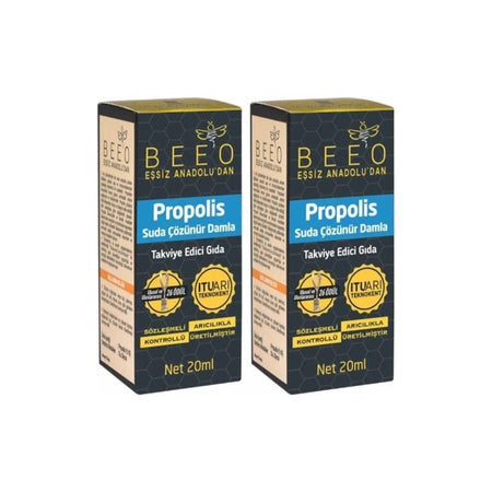 BEE'O Propolis Drops 2 x 20 ml %20 Pure With Propolis Natural Dietary Supplement