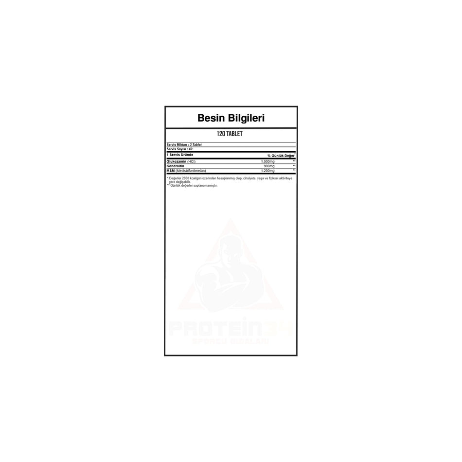 Hardline Nutrition Hardline Glucosamine Chondroitin Msm 120 Tablet Glucosamine - MALLTURK