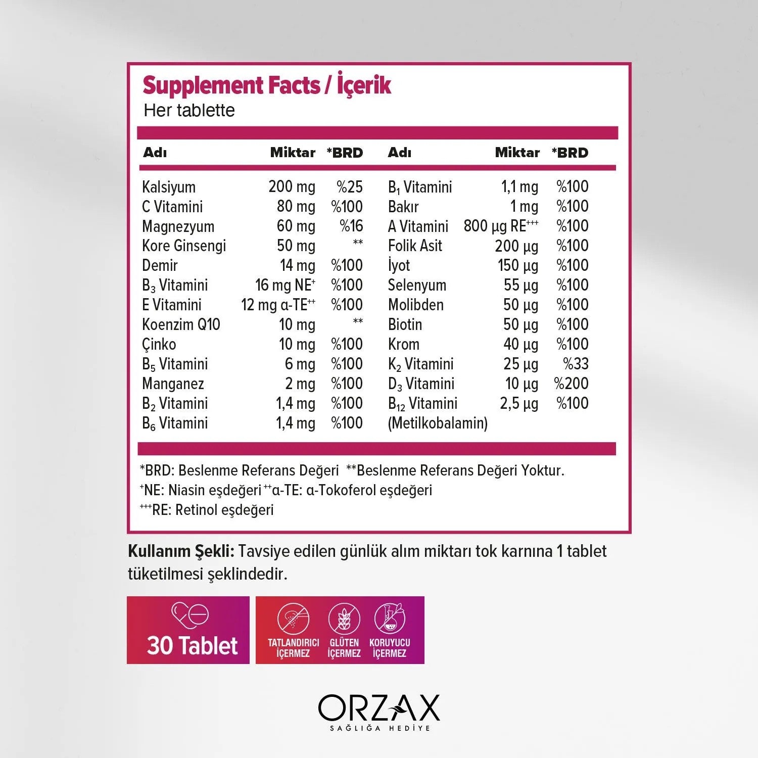 Orzax Ocean Daily One Multivitamin Multimineral Energy 30 Tablet - MALLTURK