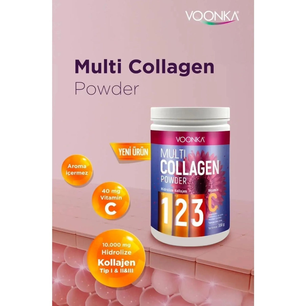 Voonka Multi Collagen Powder 300 g Hydrolyzed Collagen - MALLTURK