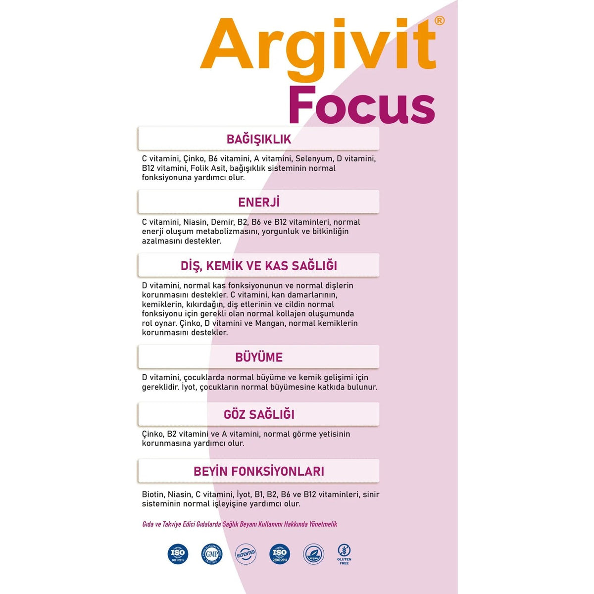 Argivit Focus 150 ml 2'Li Paket Fosfotidilserin with Vitamin and Mineral with Gida Supplement - MALLTURK