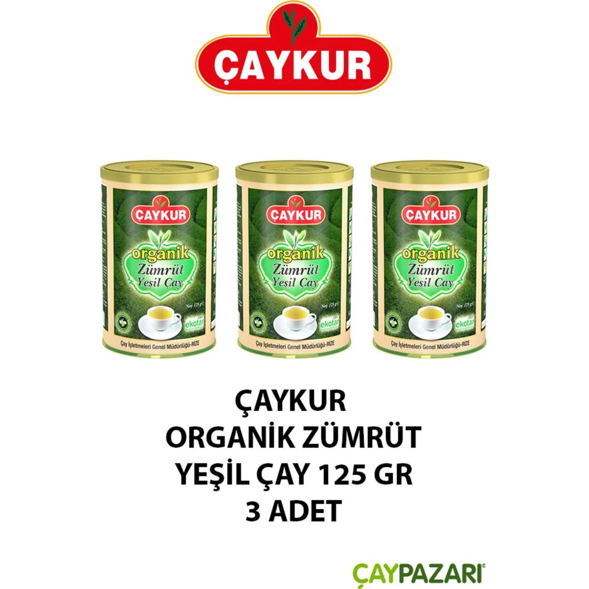Caykur Organik Zumrut green tea 125 g x 3 pieces black tea Icerikli flavorful - MALLTURK