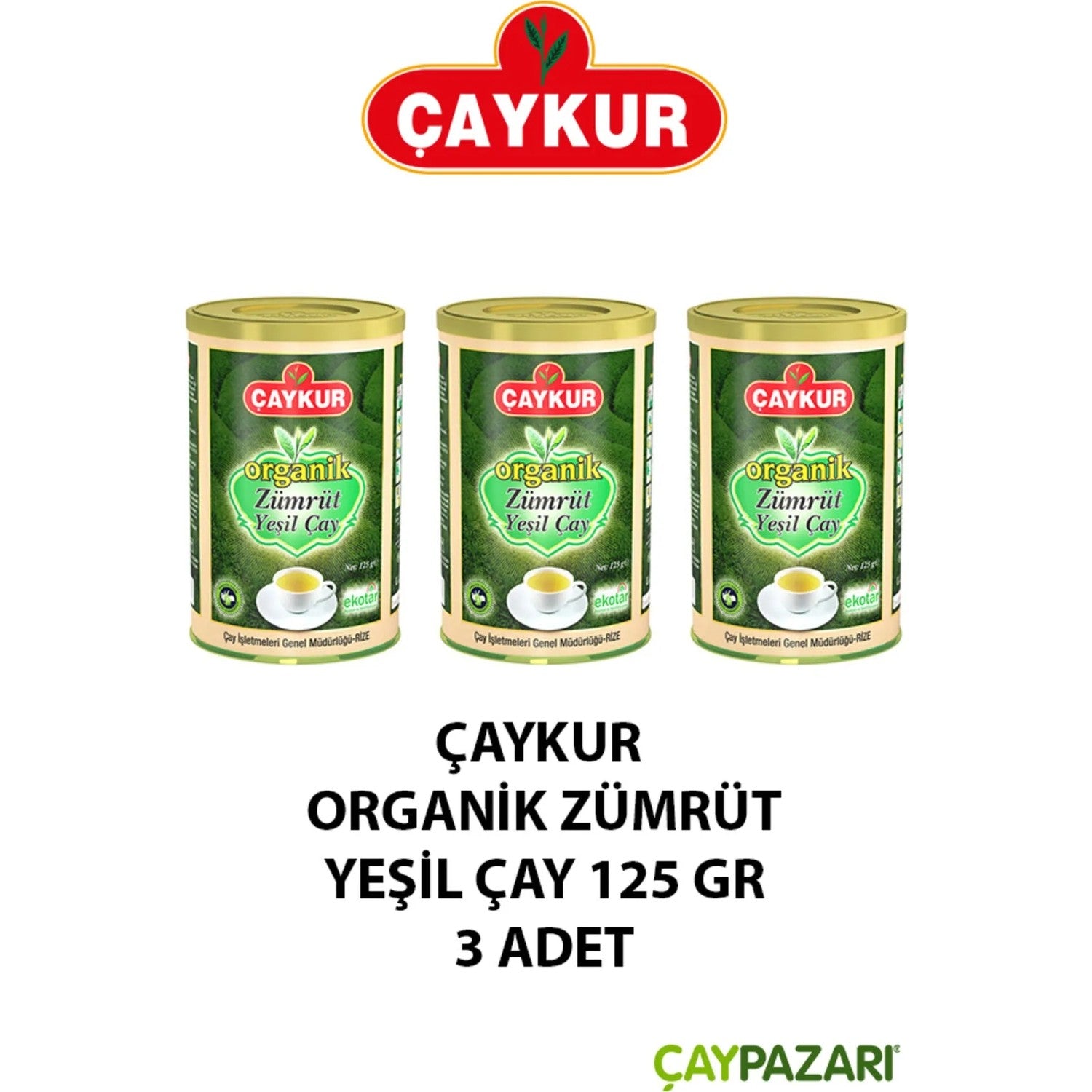 Caykur Organik Zumrut green tea 125 g x 3 pieces black tea Icerikli flavorful - MALLTURK