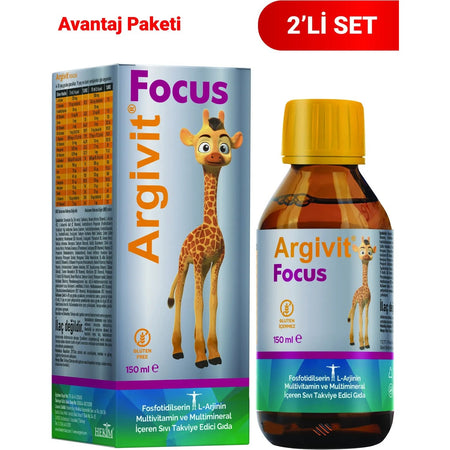 Argivit Focus 2 Pieces Syrup 150 ml Fosfatidilserin l-Arjinin Multivitamin and Multimineral Turkey Origin - MALLTURK