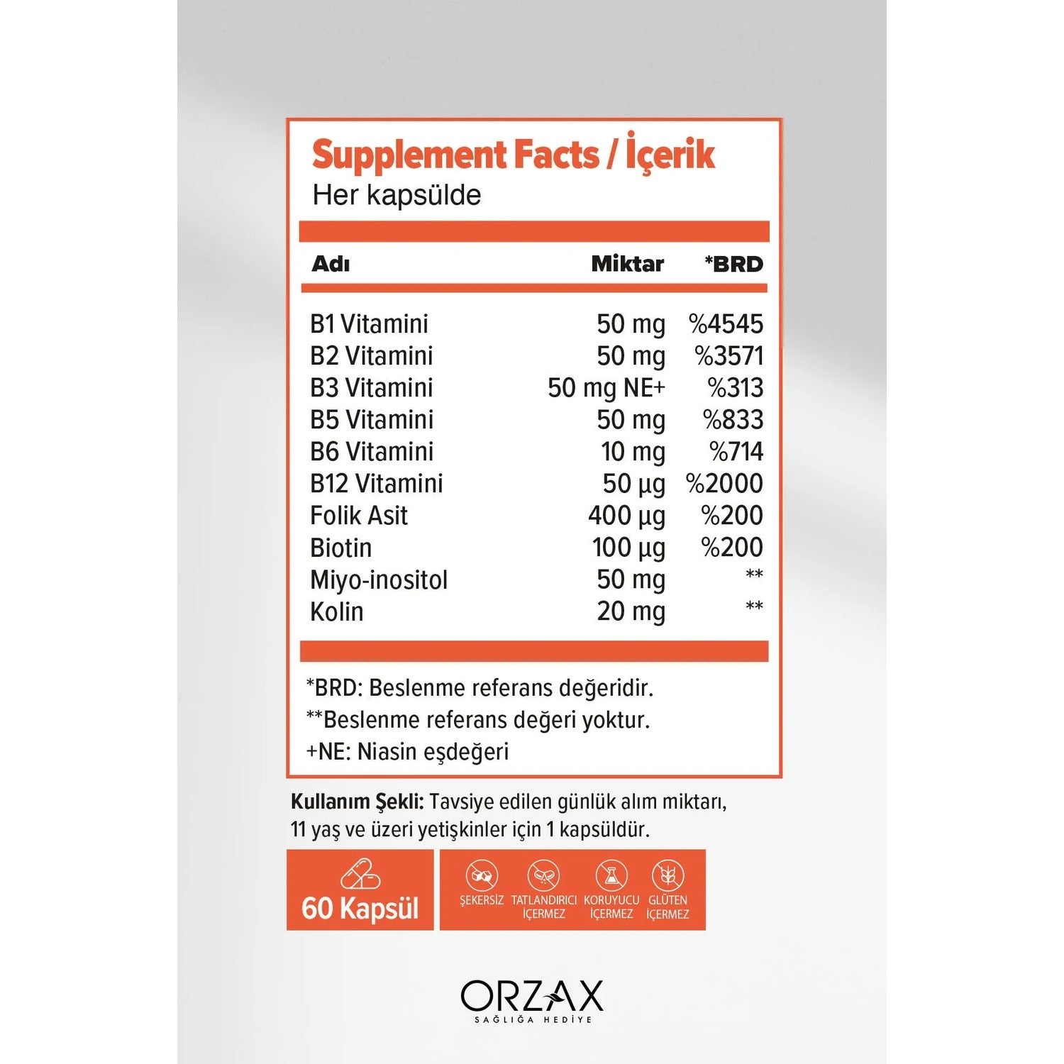 Orzax Ocean B Complex 50 Capsule Unflavored Dietary Supplement - MALLTURK