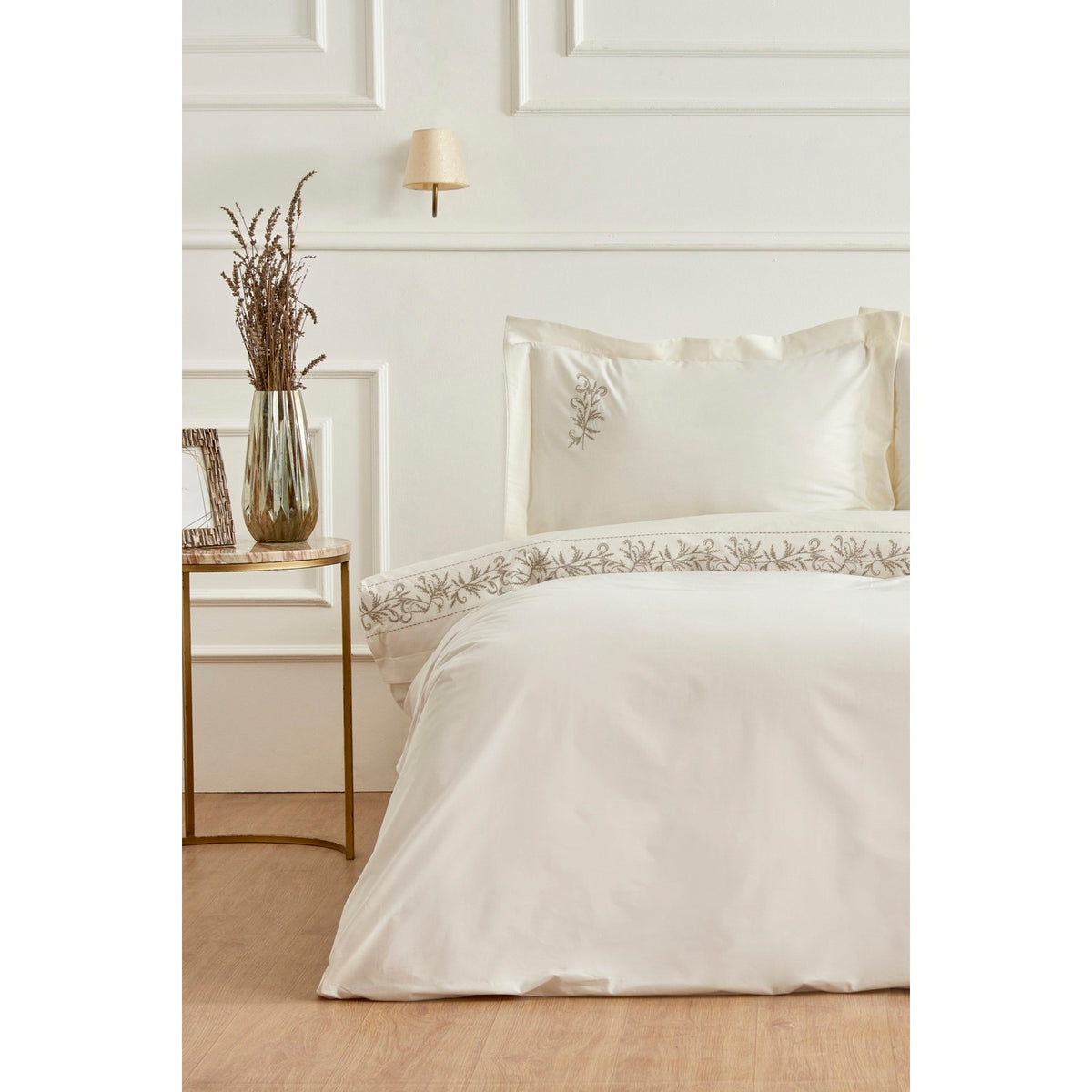 Karaca Home Maisa Double Embroidered Duvet Cover Set Beige - MALLTURK