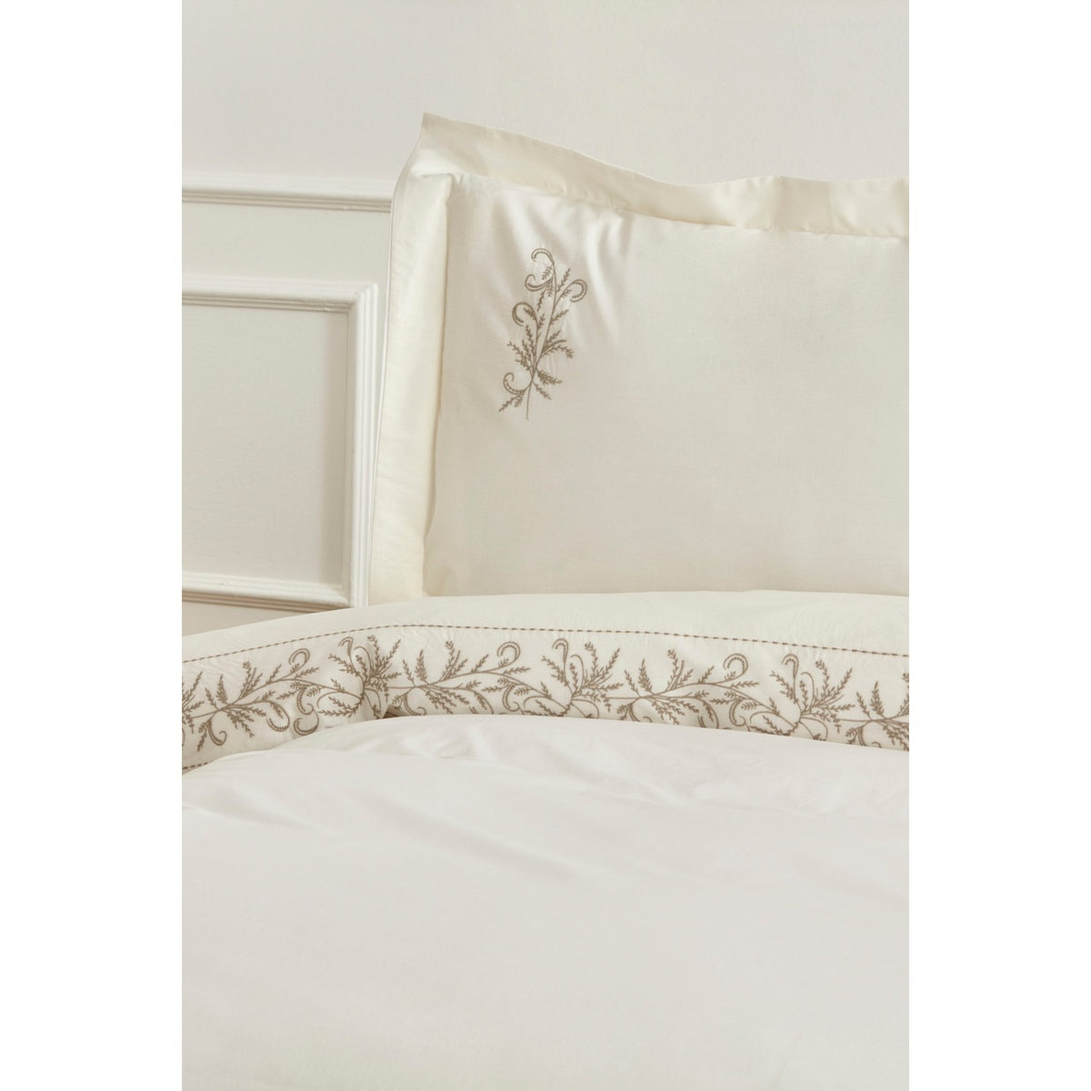 Karaca Home Maisa Double Embroidered Duvet Cover Set Beige - MALLTURK
