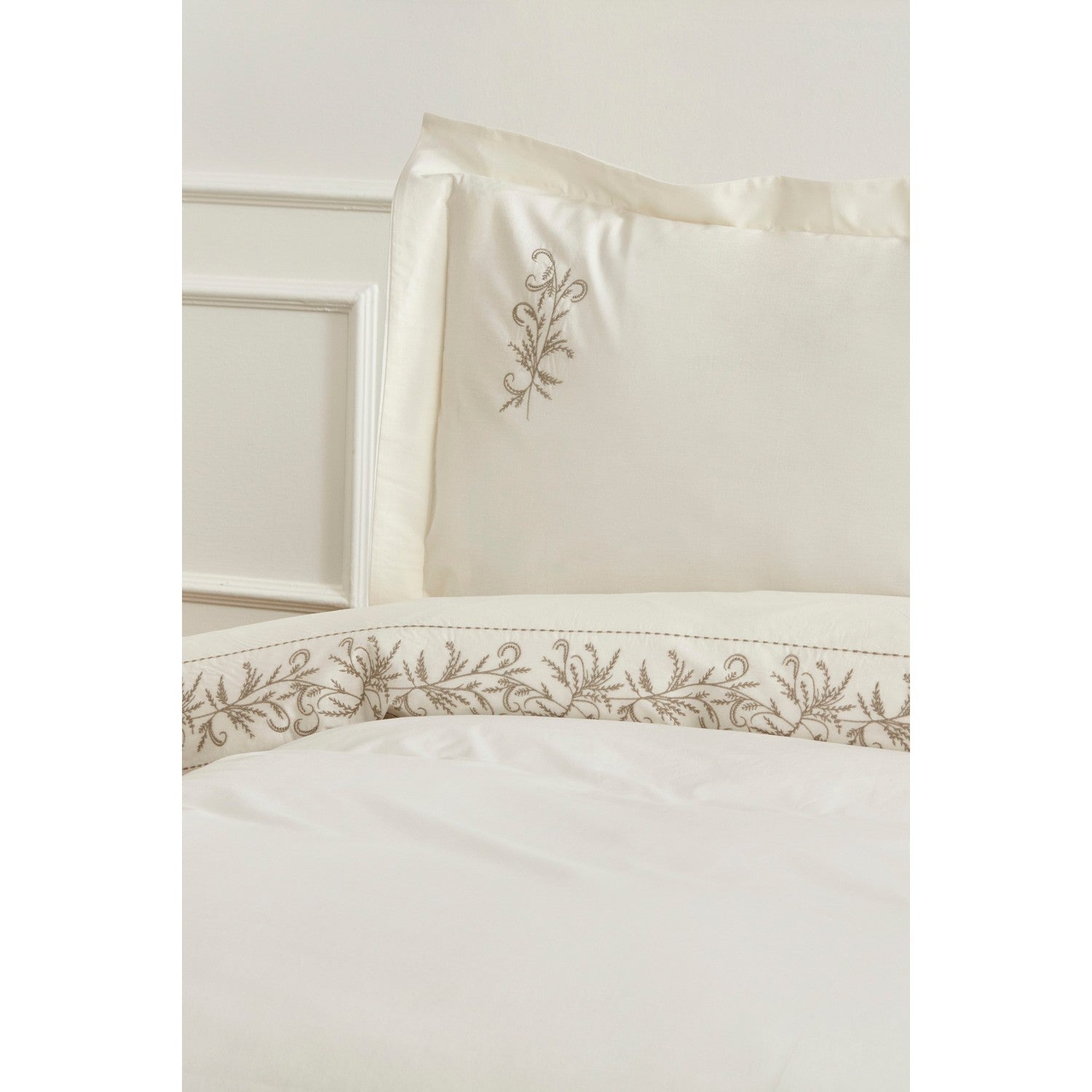Karaca Home Maisa Double Embroidered Duvet Cover Set Beige - MALLTURK