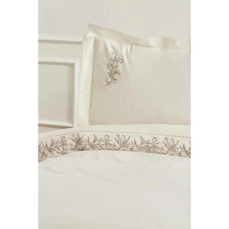 Karaca Home Maisa Double Embroidered Duvet Cover Set Beige - MALLTURK