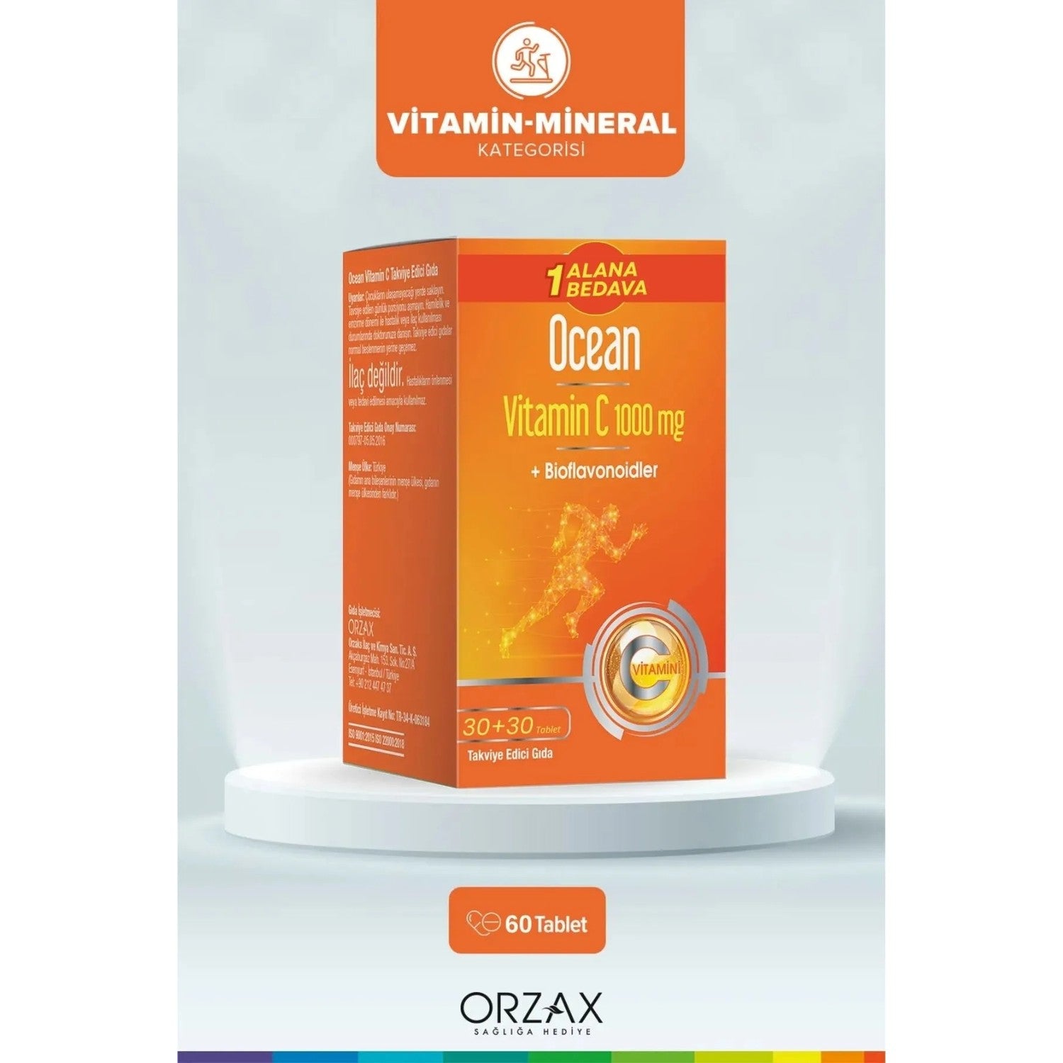 Orzax Ocean Vitamin C 1000 mg 30+30 Tablet 1 Alana 1 Bedava - MALLTURK