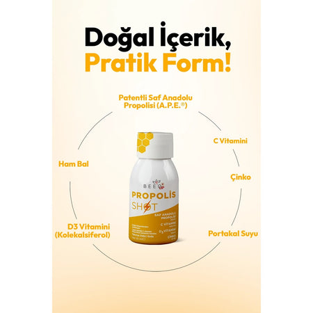BEE'O Propolis Zinc D3+C Vitamin Shot 12 Pieces - MALLTURK