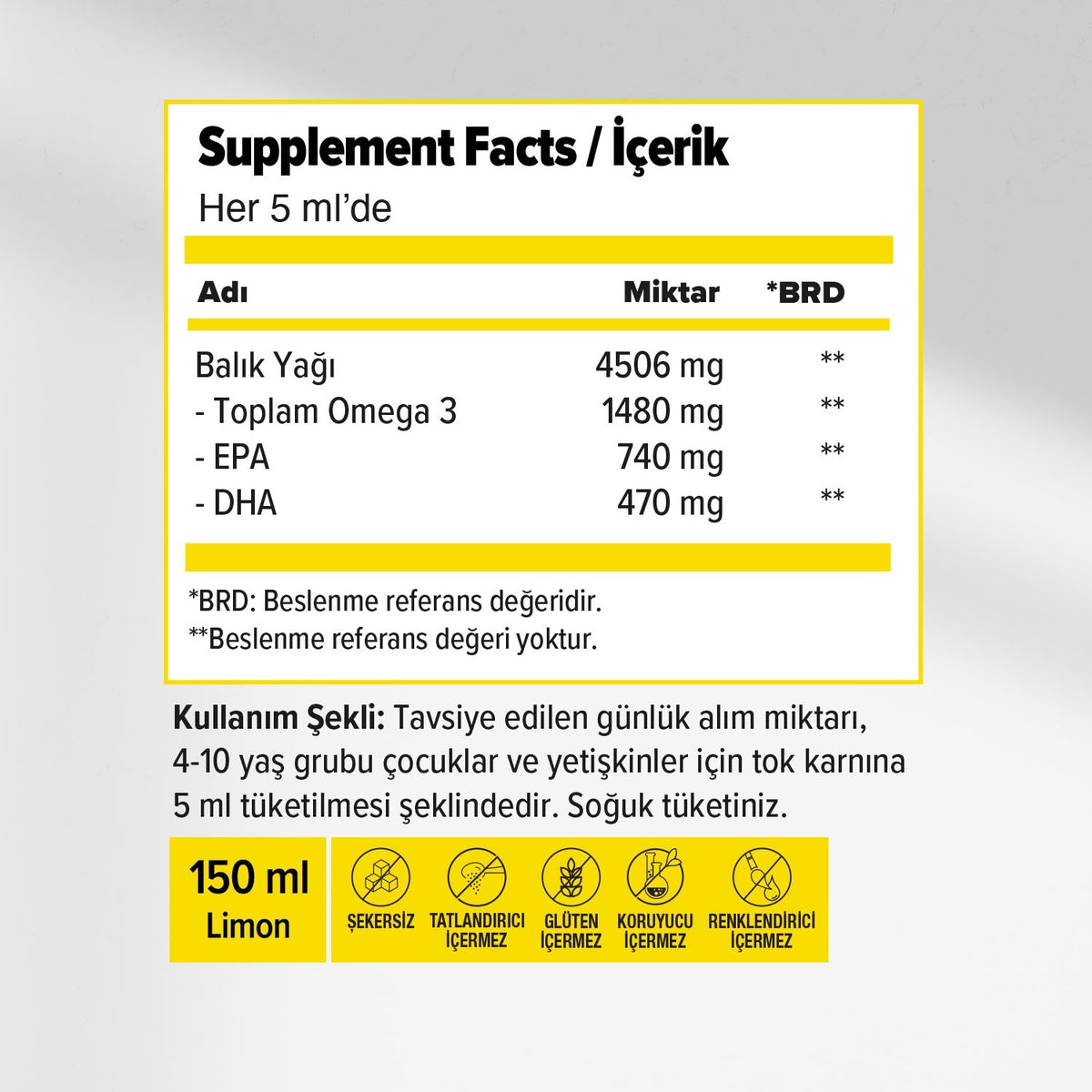 Orzax Ocean Omega 3 Fish Oil Surubu 150 ml Lemon Flavor Turkey Origin For Children - MALLTURK