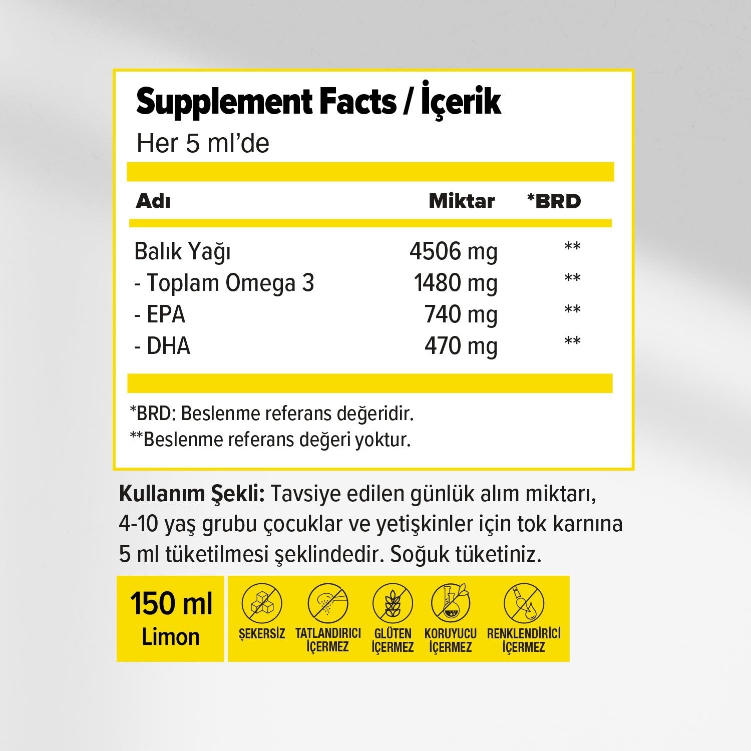 Orzax Ocean Omega 3 Fish Oil Surubu 150 ml Lemon Flavor Turkey Origin For Children - MALLTURK