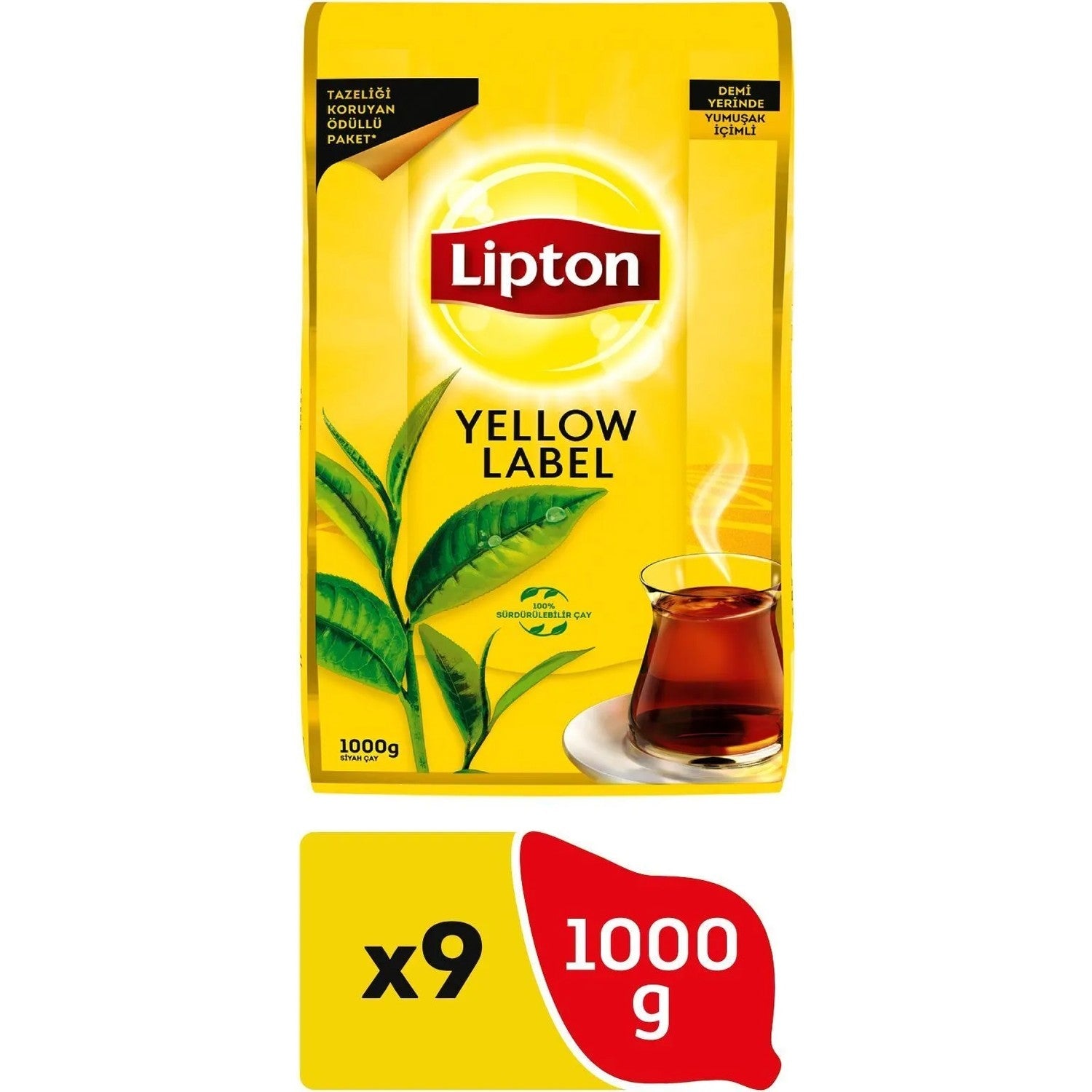 Lipton Yellow Label 1 kg 9'lu black tea natural leaf Kalitesi with Yeni Ambalajda - MALLTURK