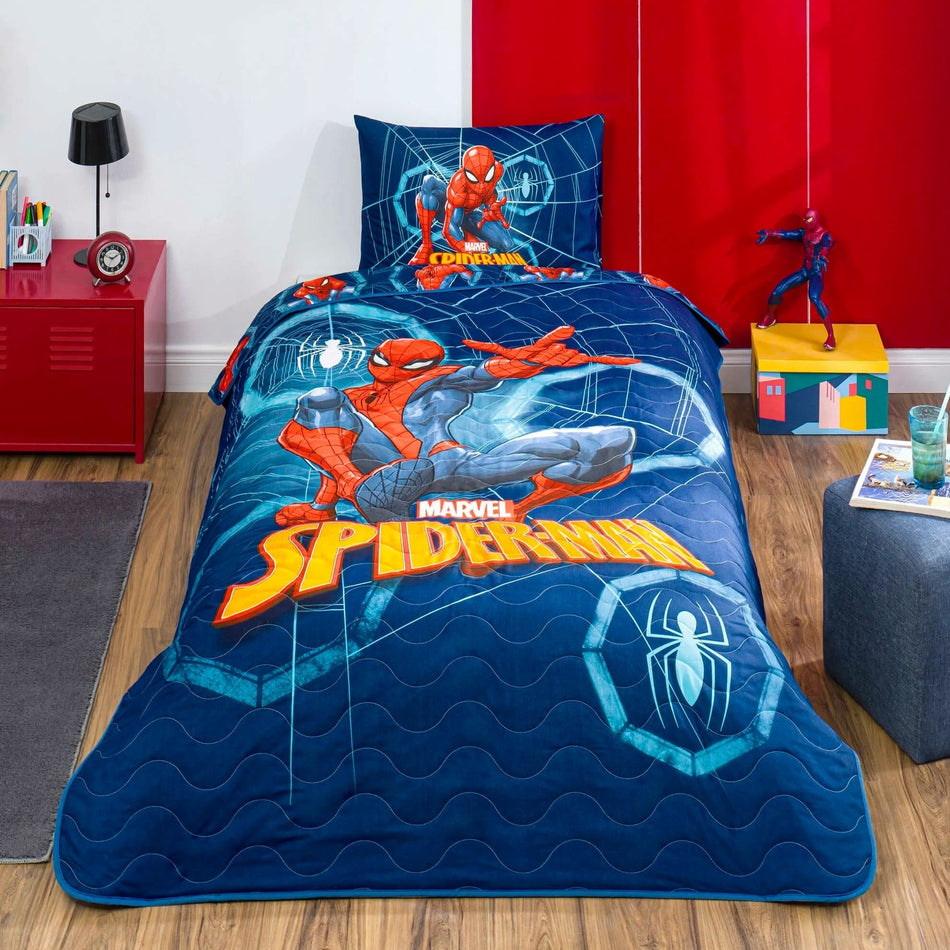 Tac Licensed Spiderman Dark Single Bedspread Set 160 x 230 cm Cotton - Polyester Material Specifications - MALLTURK