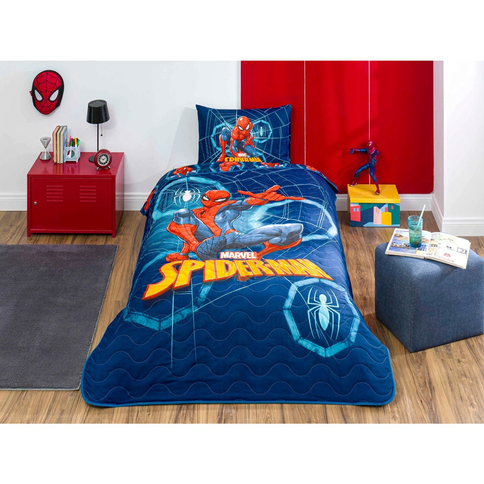 Tac Licensed Spiderman Dark Single Bedspread Set 160 x 230 cm Cotton - Polyester Material Specifications - MALLTURK