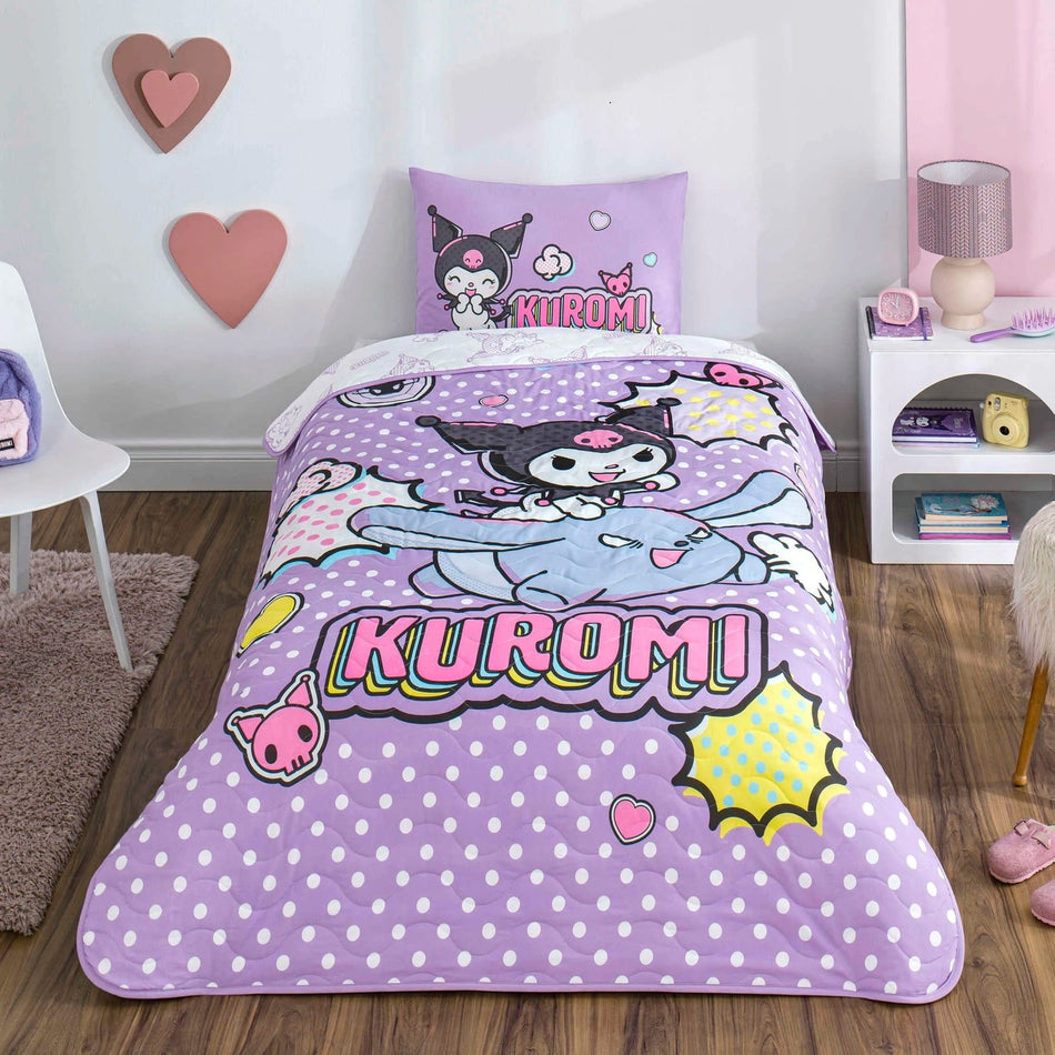 Tac Licensed Kuromi Smile Single Bedspread Set - MALLTURK