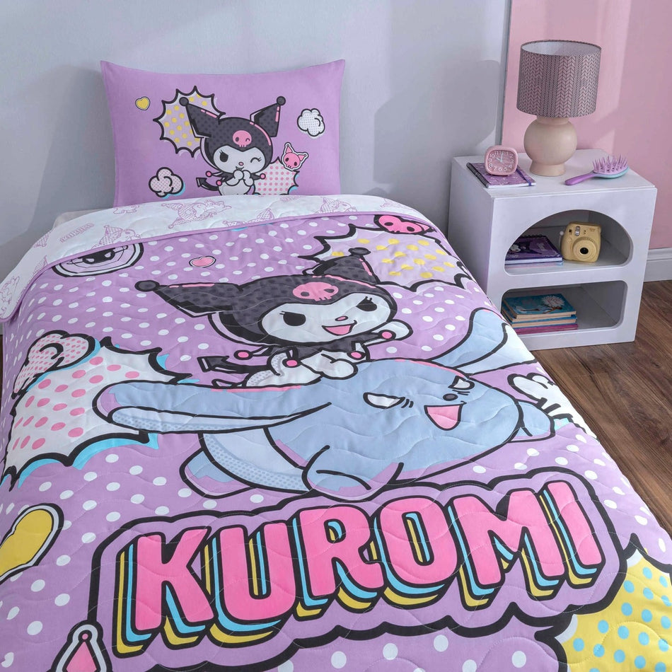 Tac Licensed Kuromi Smile Single Bedspread Set - MALLTURK