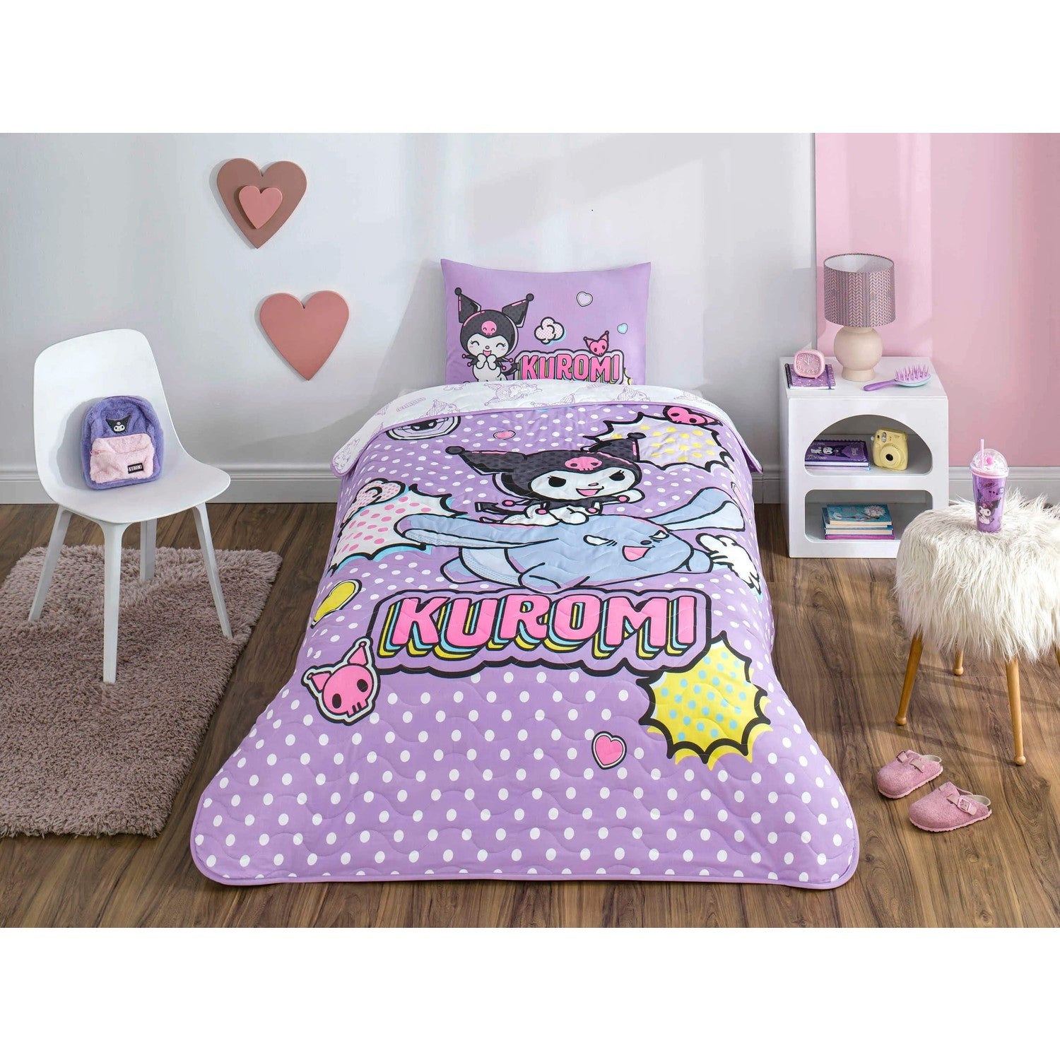 Tac Licensed Kuromi Smile Single Bedspread Set - MALLTURK