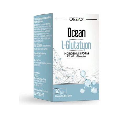 Orzax Ocean L-Glutatyon 250 mg 30 Tablet Dogal with Immune Support Destekli Dietary Supplement - MALLTURK