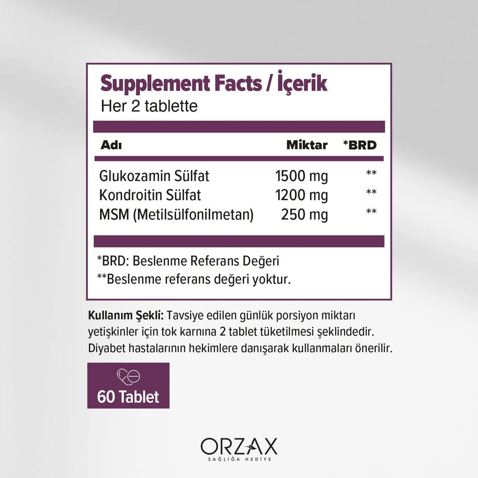 Orzax Ocean Cosakondrin MSM Glukozamin Kondroitin 60 Tablet - MALLTURK