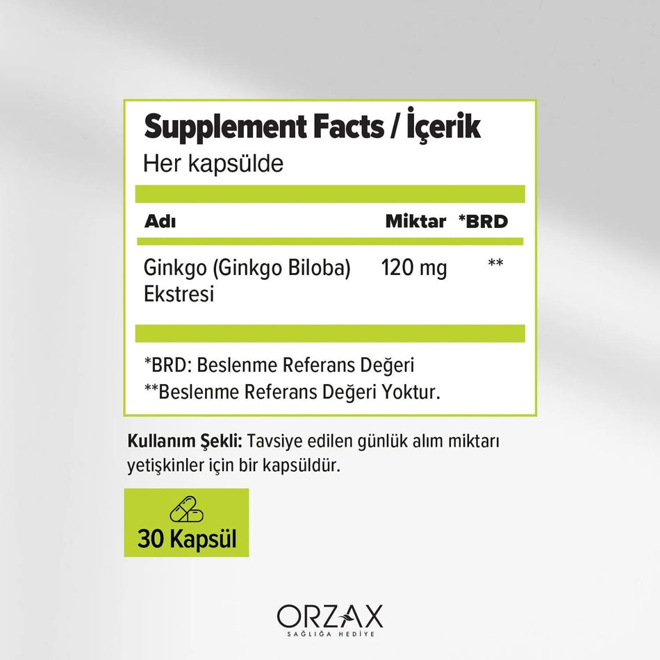 Orzax Ocean Ginkgo Biloba 30 Capsule - MALLTURK