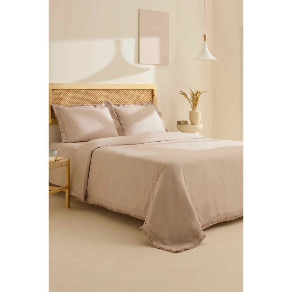 Karaca Home Helios %100 Cotton Double Duvet Cover Set Stone - MALLTURK