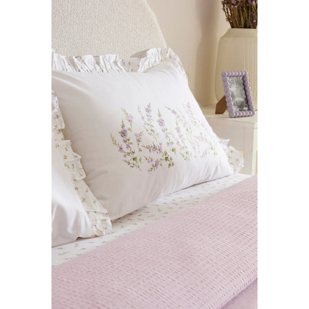 Karaca Home Luka 100% Cotton Ruffled Muslin Single Duvet Cover Set Lilac - MALLTURK