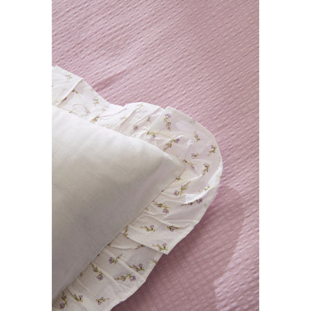 Karaca Home Luka 100% Cotton Ruffled Muslin Single Duvet Cover Set Lilac - MALLTURK